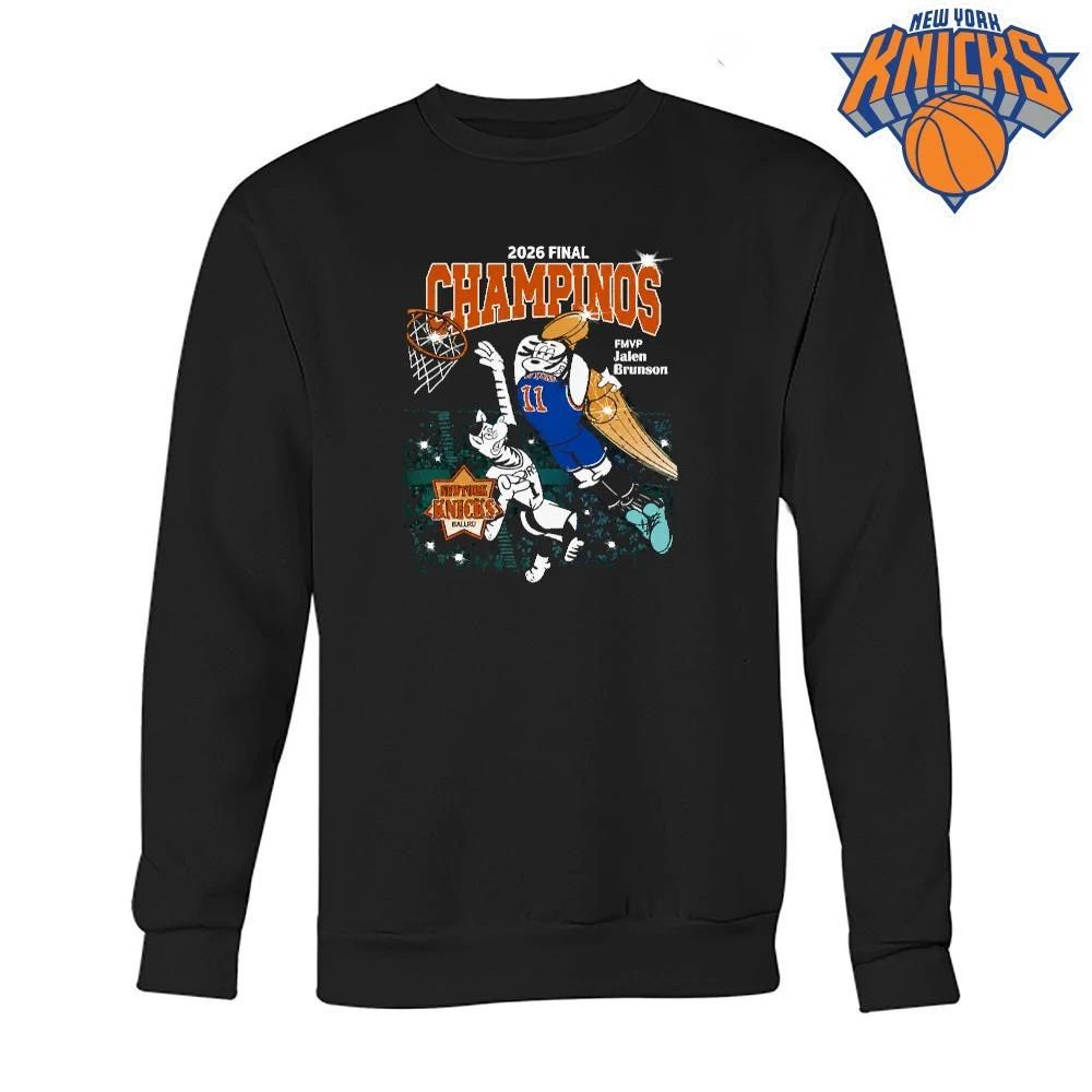 New York Knicks Champions NBA 2026 Champinos Cartoon Jalen Brunson Basketball Shirt