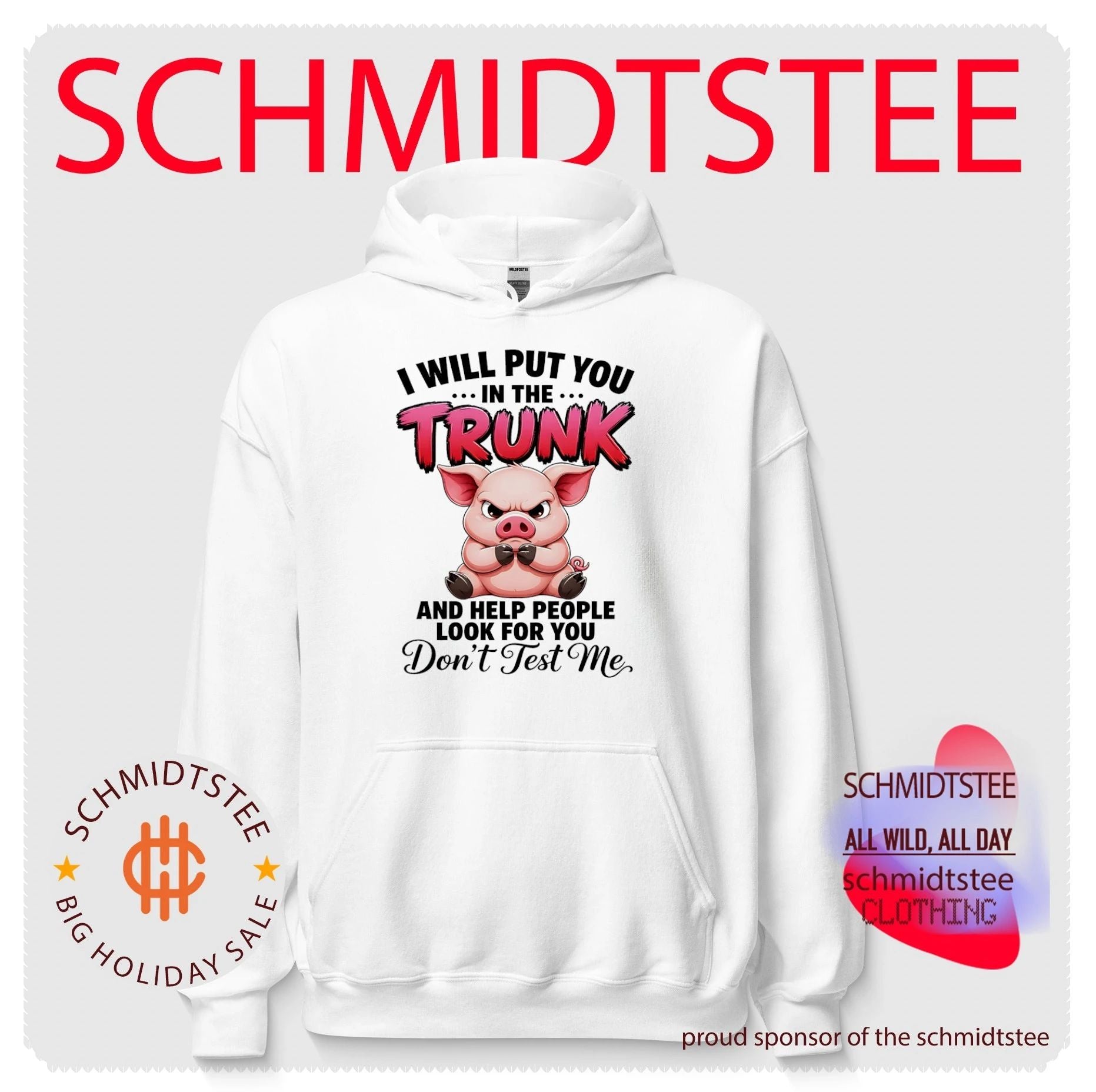 I will put you in the trunk and help people look for you cartoon pig illustration shirt