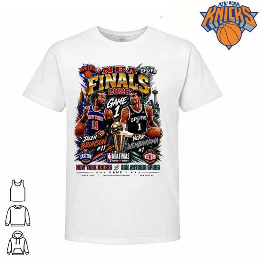 Jalen Brunson Victor Wembanyama Knicks Spurs NBA Finals 2026 Game 1 Vintage Style Shirt