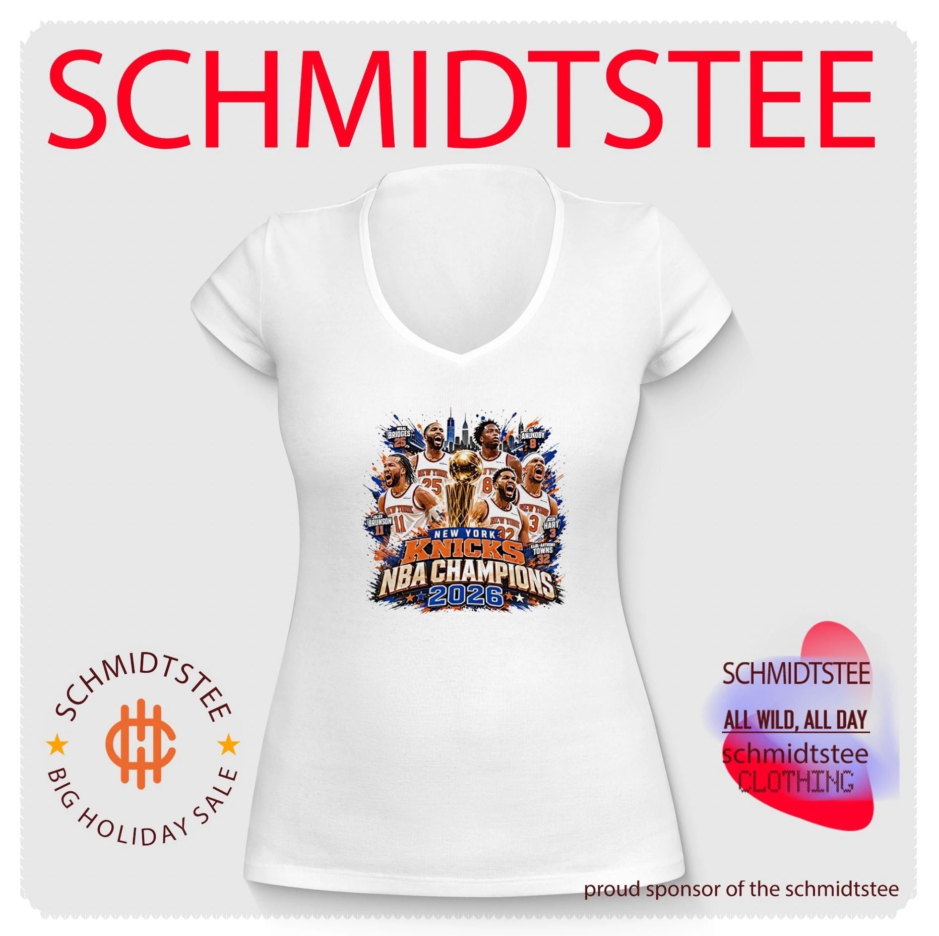 New York Knicks NBA Champions 2026 players collage illustrated shirt