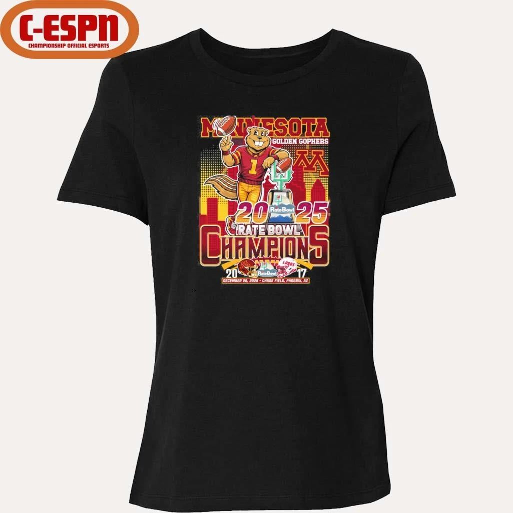 Minnesota Golden Gophers Mascot 2025 Rate Bowl Champions Shirt
