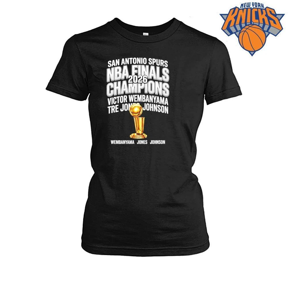 San Antonio Spurs NBA Finals 2026 Champions Victor Wembanyama Trophy Graphic Shirt