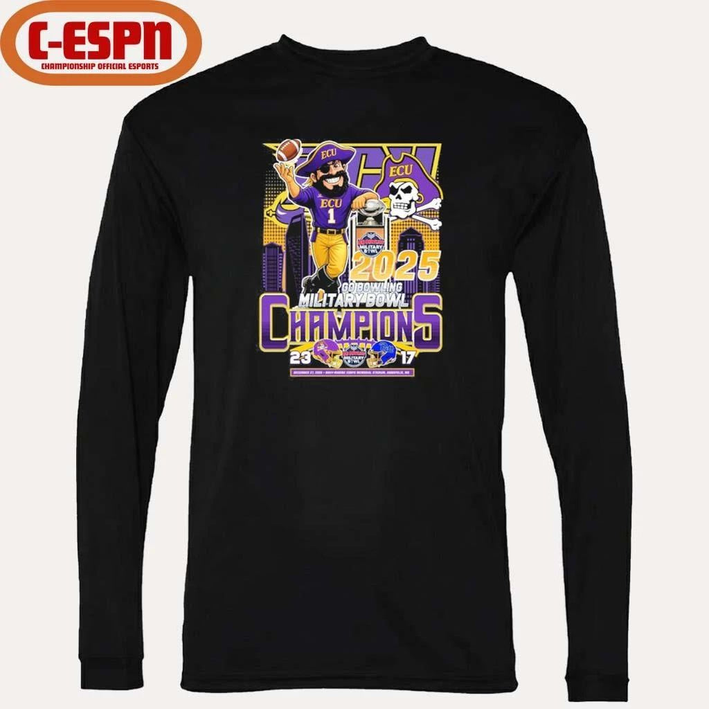 ECU Pirates Mascot Go Bowling Military Bowl Champions 2025 Shirt