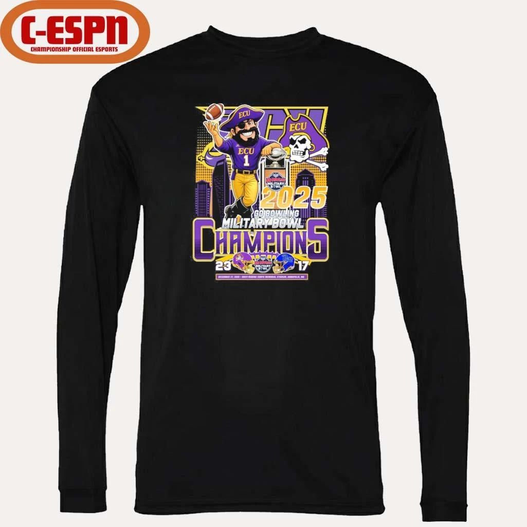 ECU Pirates Mascot Go Bowling Military Bowl Champions 2025 Shirt