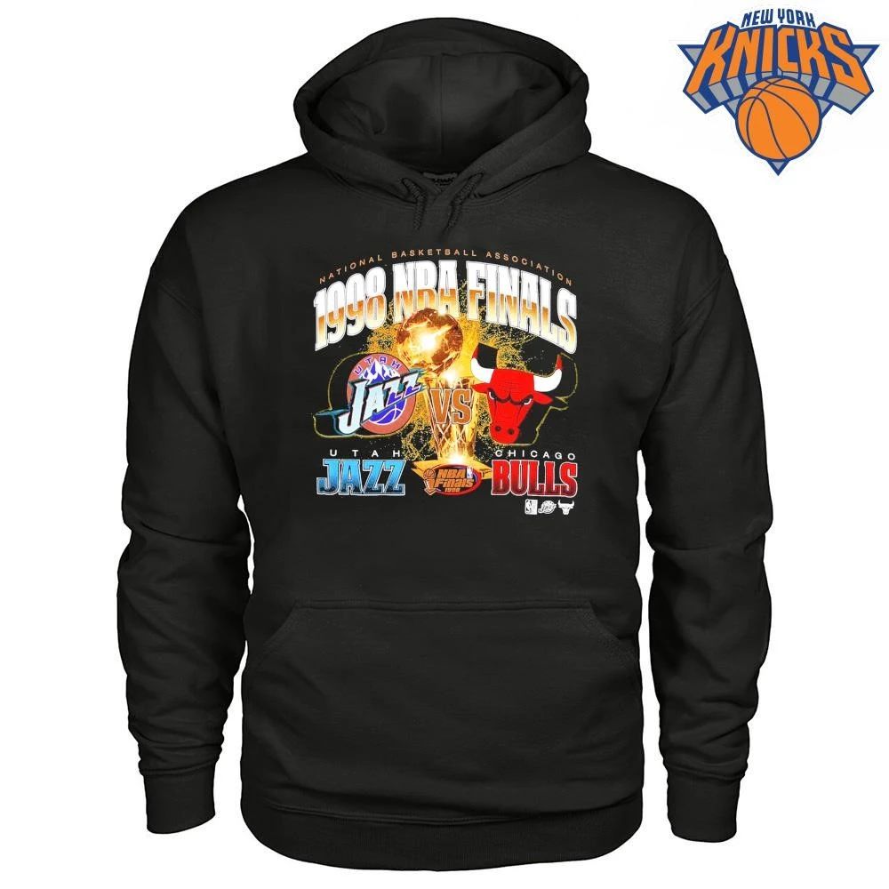 Chicago Bulls vs Utah Jazz 1998 NBA Historic Finals Mitchell & Ness Team Logos Vintage Shirt