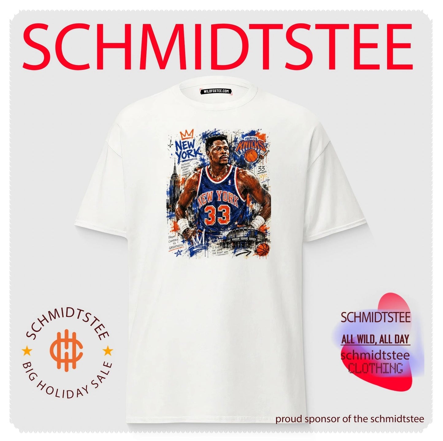 New York Knicks Patrick Ewing defense rebounds heart legacy digital painting shirt