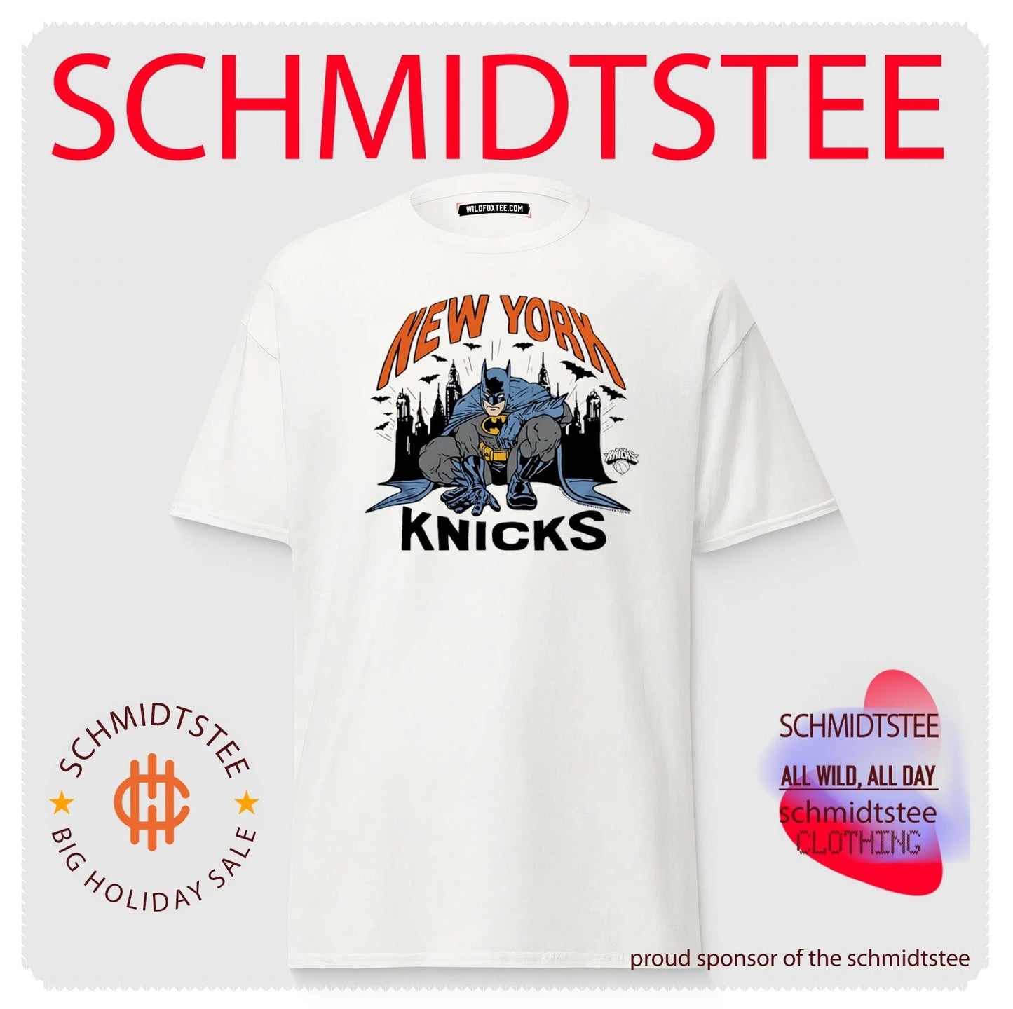 New York Knicks features Batman skyline graphic shirt