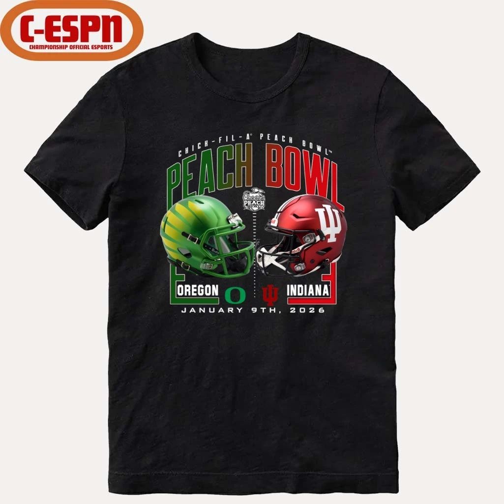 Oregon Ducks Vs Indiana Hoosiers 2026 Chick-Fil-A Peach Bowl Matchup T-Shirt