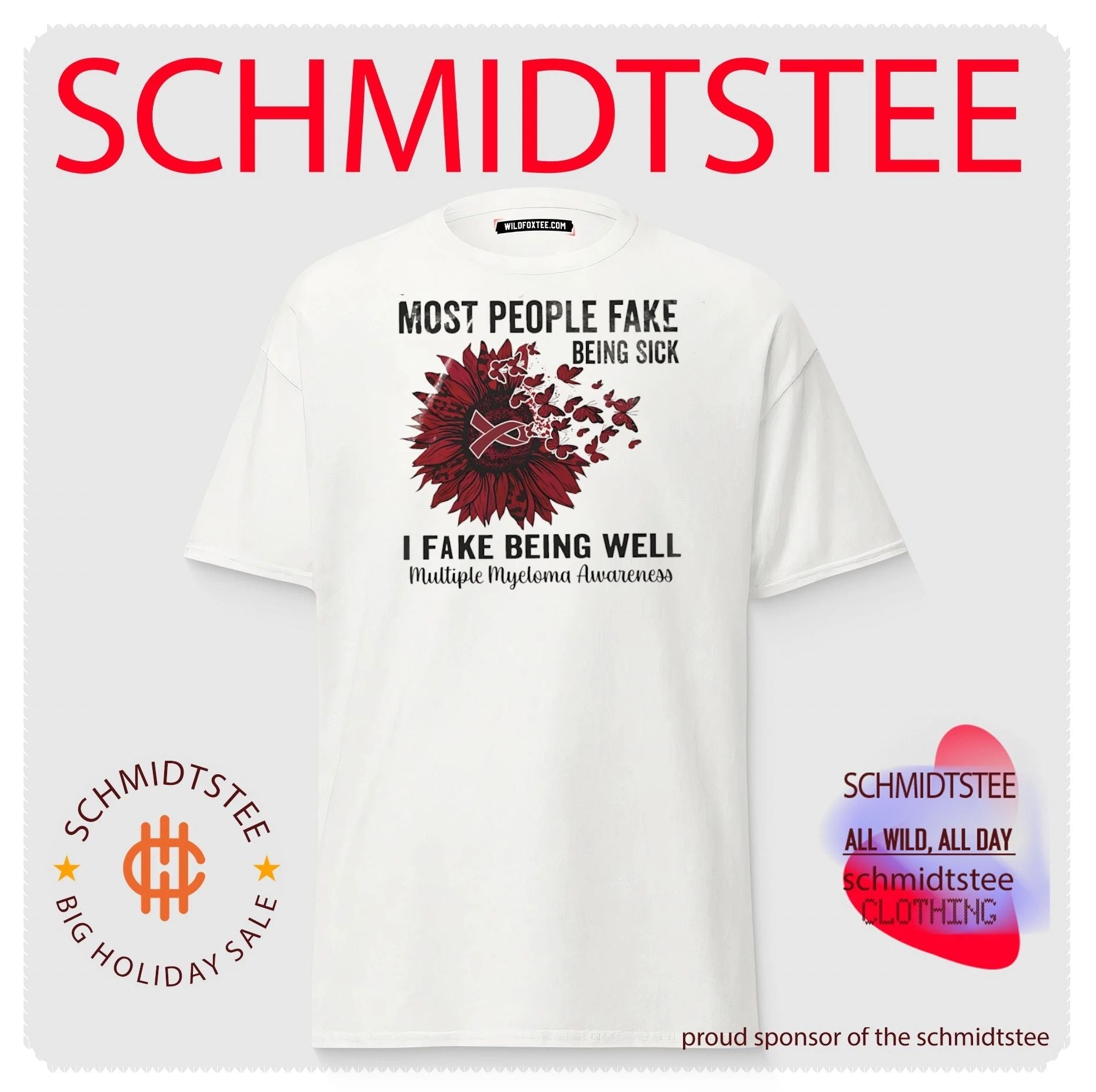 Most people fake being sick I fake being well red ribbon Multiple Myeloma Awareness shirt