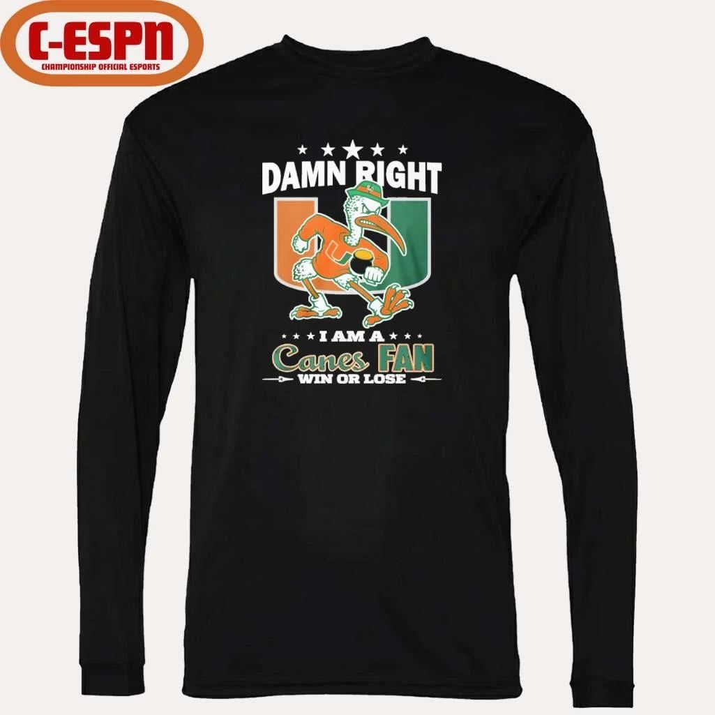 Damn Right I Am A Miami Hurricanes Mascot Fan Win Or Lose Shirt