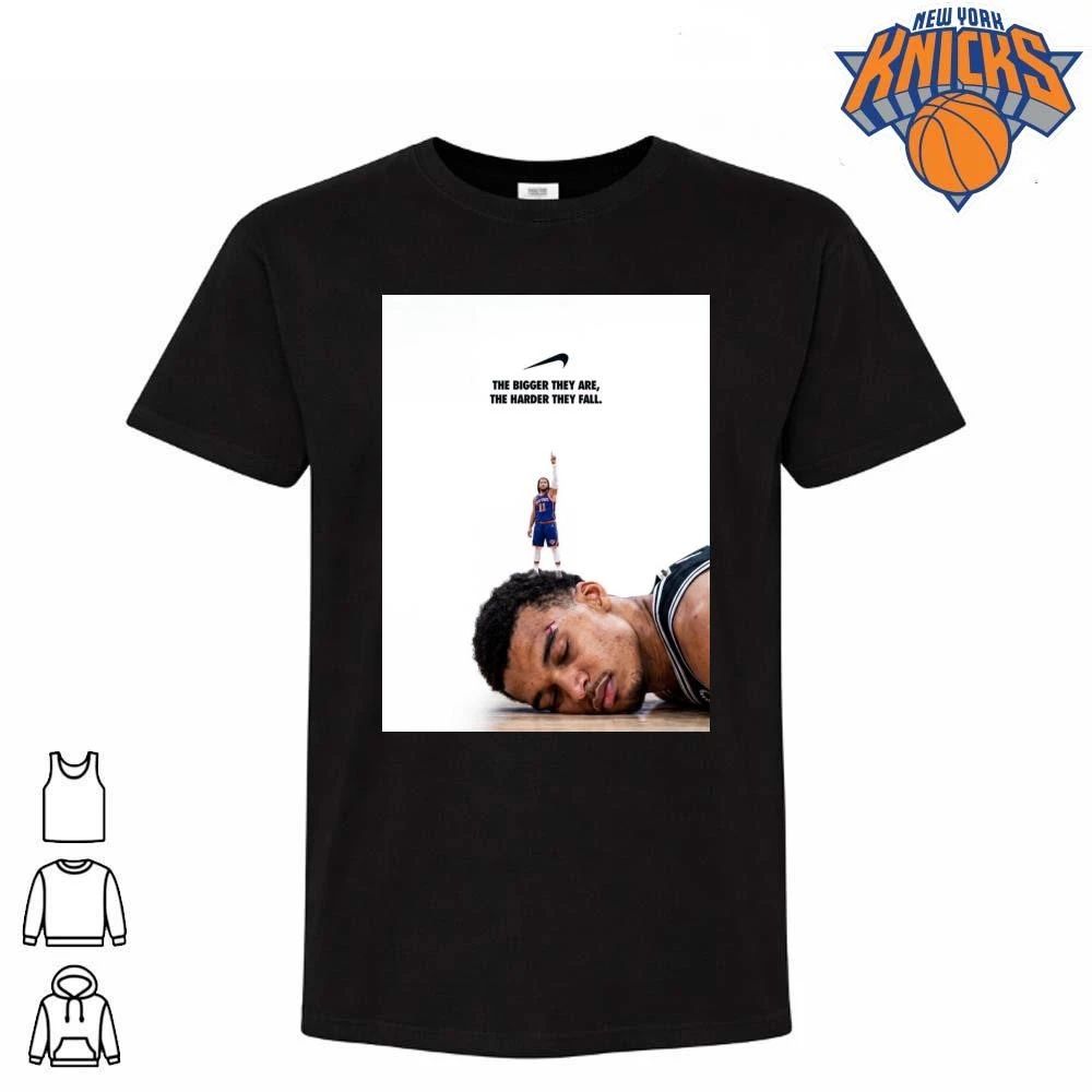 New York Knicks Jalen Brunson Over Victor Wembanyama The Bigger They Are Nike Graphic NBA Finals 2026 Shirt