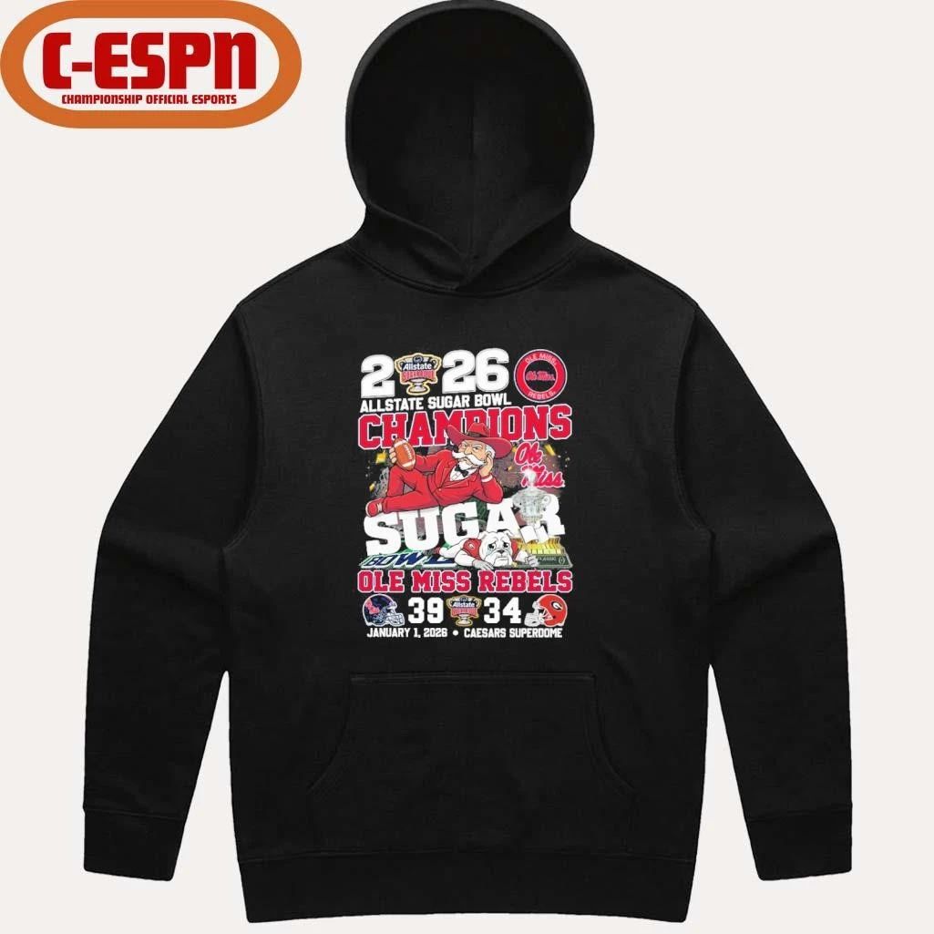 Allstate Sugar Bowl Champions Ole Miss Rebels Mascot Score Shirt
