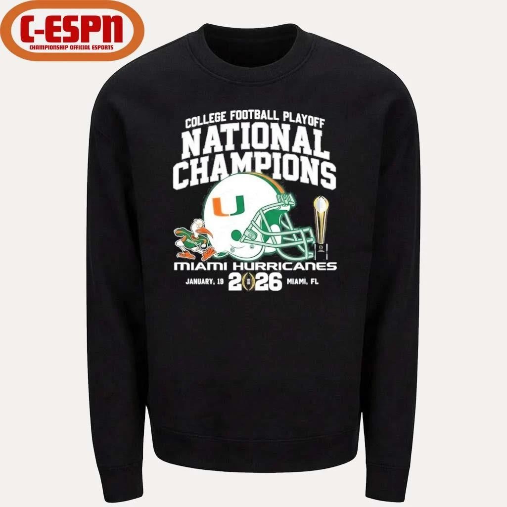 College Football Playoff National Champions Miami Hurricanes Helmet T-Shirt