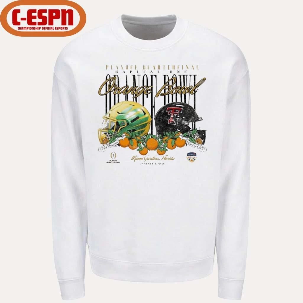 Playoff Quarterfinal Texas Tech Red Raiders 2026 Orange Bowl vs. Oregon Ducks Helmets Shirt