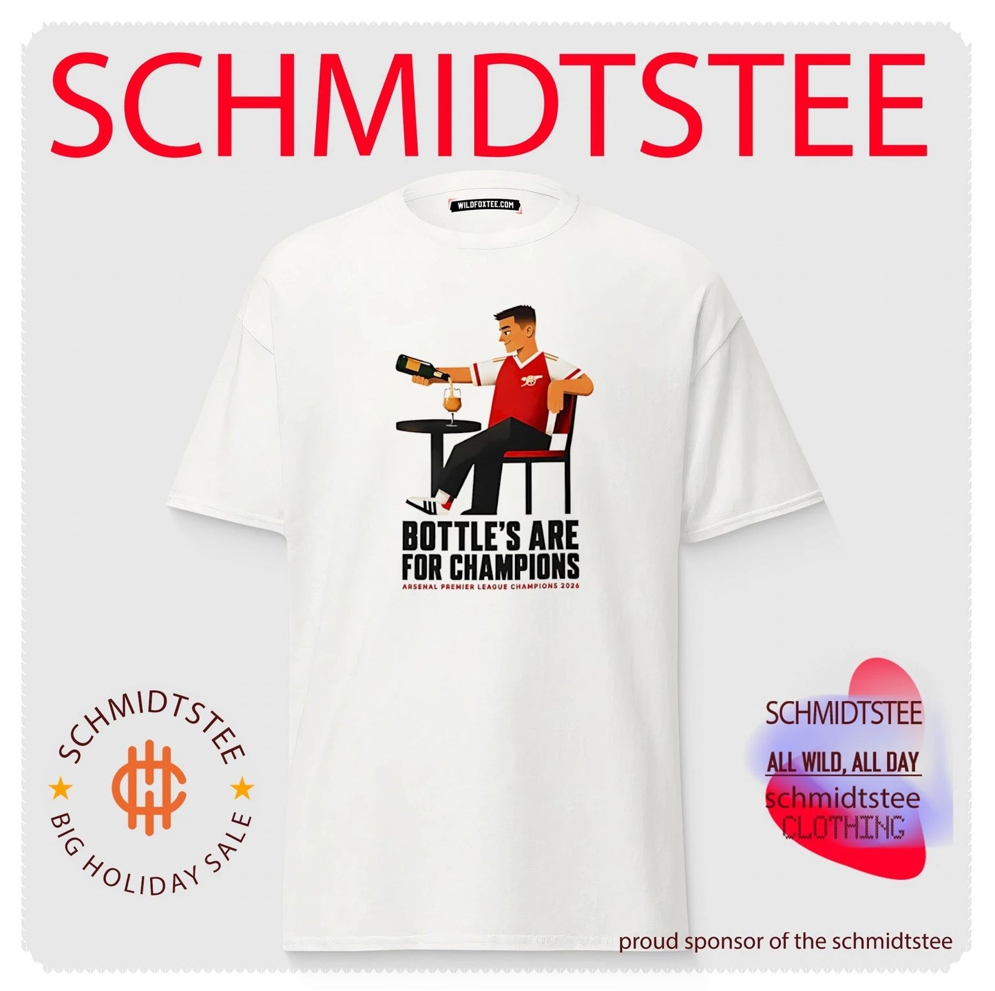 Arsema bottle’s are for champions Arsenal Premier League Champions 2024 white man shirt