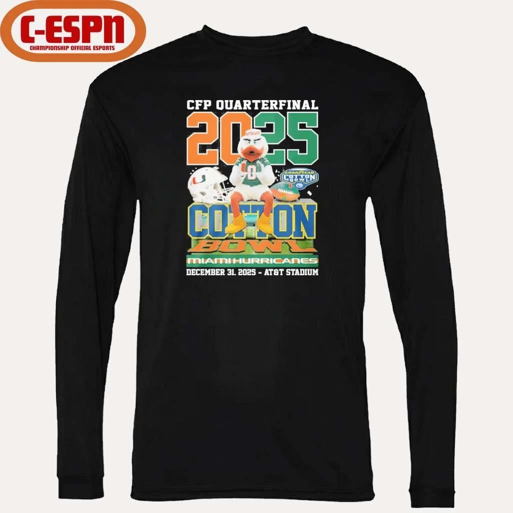 CFP Quarterfinal Cotton Bowl 2025 Miami Hurricanes Mascot Shirt
