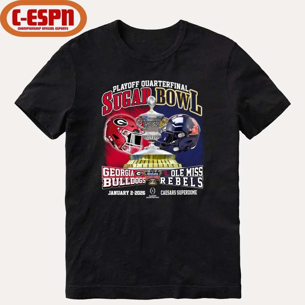 Playoff Quarterfinal Georgia Bulldogs Vs Ole Miss Rebels 2026 Sugar Bowl Helmet Matchup shirt