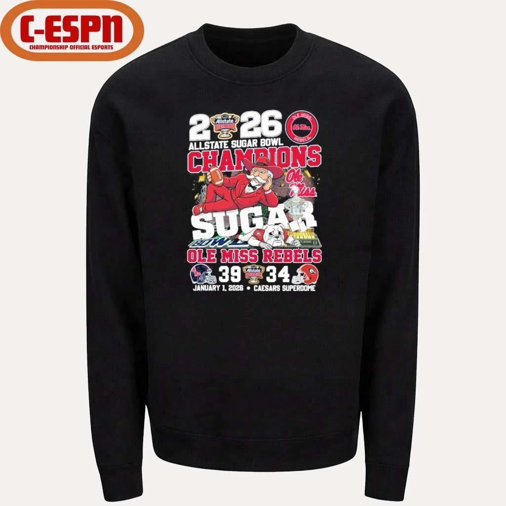 Allstate Sugar Bowl Champions Ole Miss Rebels Mascot Score Shirt