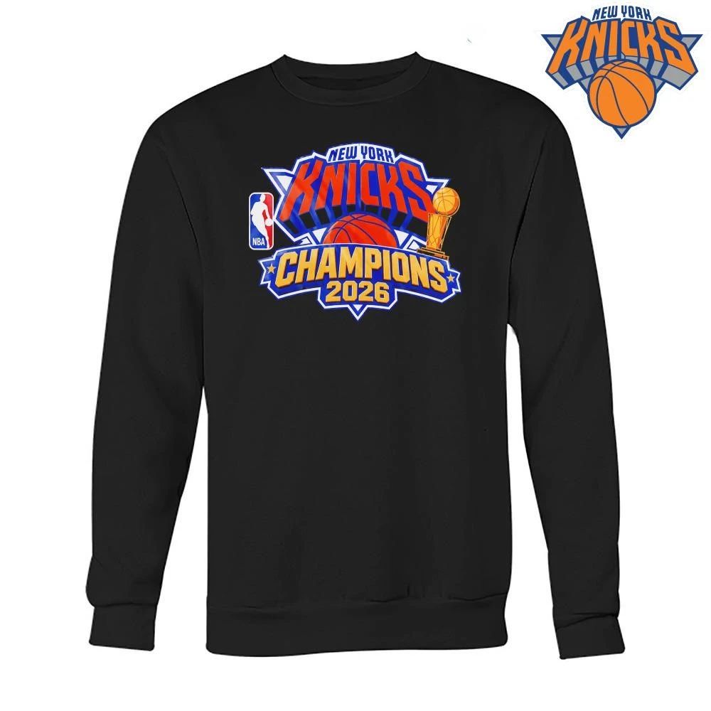 New York Knicks Champions Larry O Brien Trophy NBA Finals 2026 Shirt