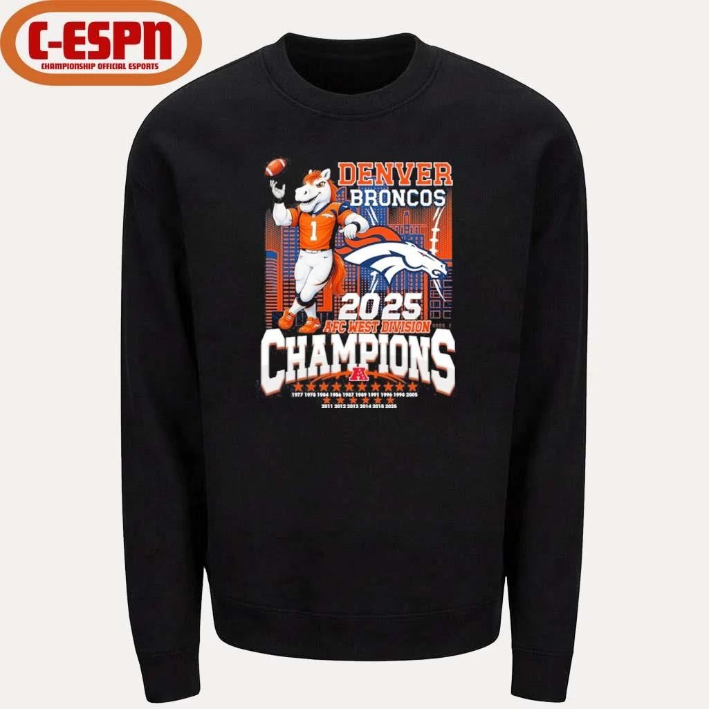 2025 AFC West Division Champions Denver Broncos Mascot Shirt