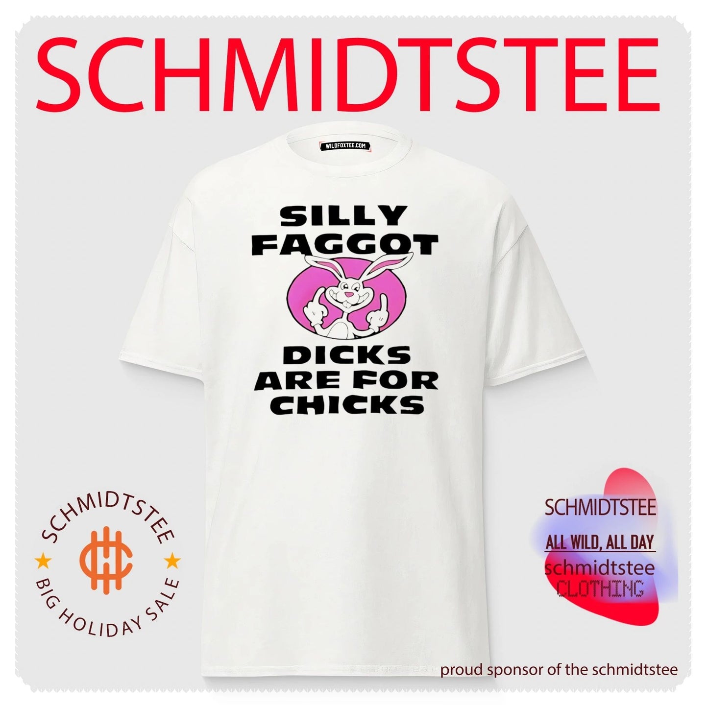 Silly faggot dick are for chicks bunny shirt