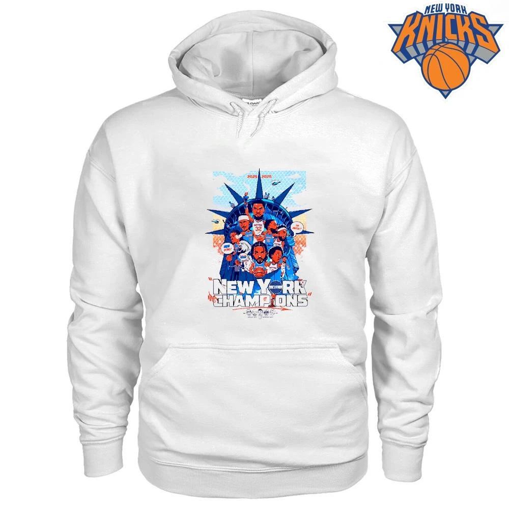 New York Knicks Champions NBA 2026 Team Players Statue Of Liberty Shirt