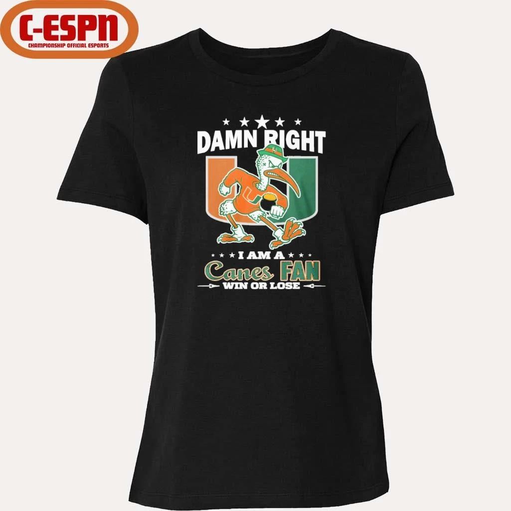 Damn Right I Am A Miami Hurricanes Mascot Fan Win Or Lose Shirt