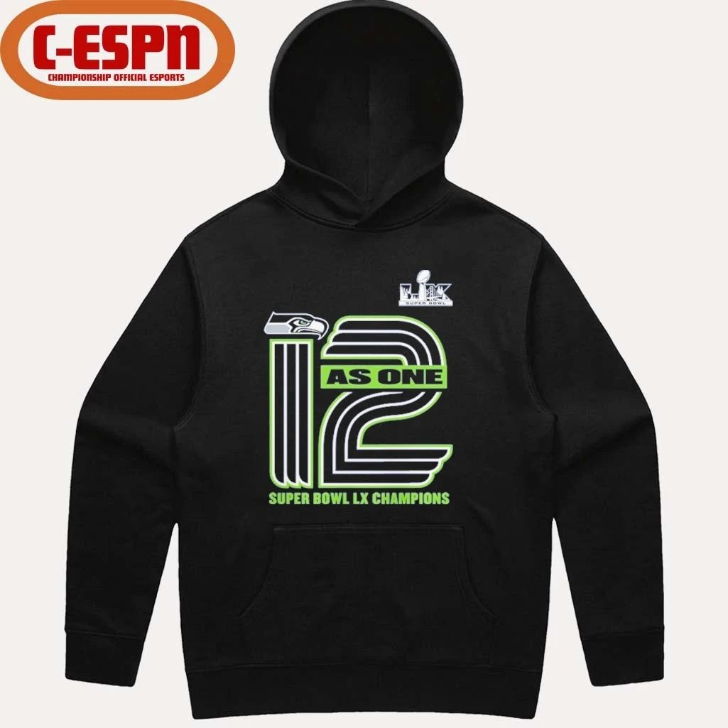 Seattle Seahawks Super Bowl LX Champions 12 As One T-Shirt