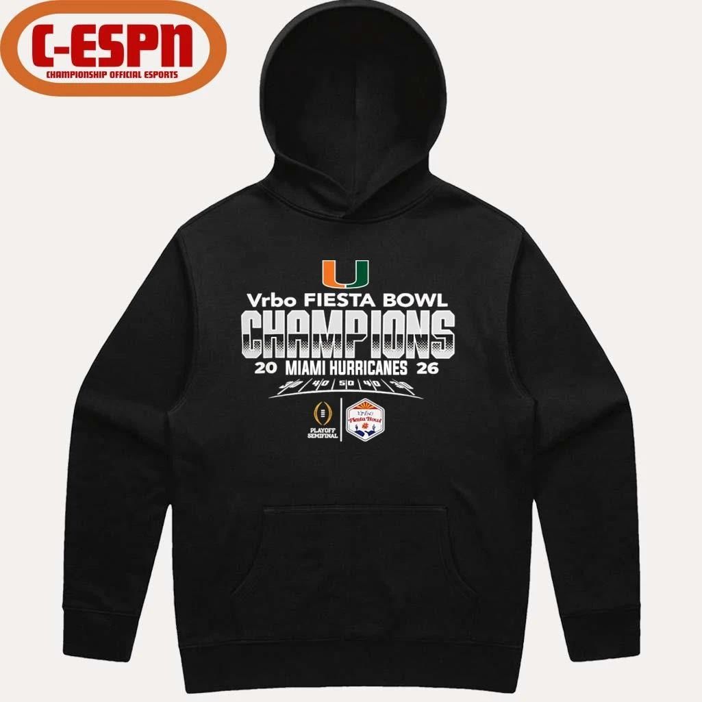 Miami Hurricanes Vrbo Fiesta Bowl Champions Logo T-Shirt