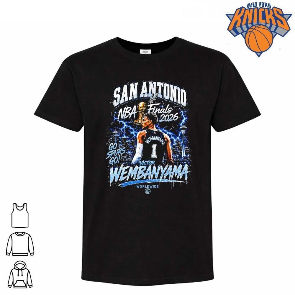 San Antonio Spurs Victor Wembanyama Vintage Lightning Graphic Basketball NBA Finals 2026 Shirt