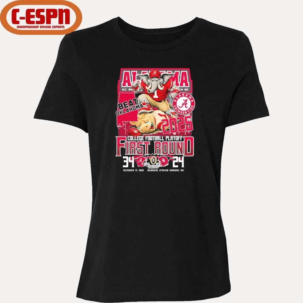 Alabama Beat Oklahoma Mascot CFP First Round 34-24 Score Shirt