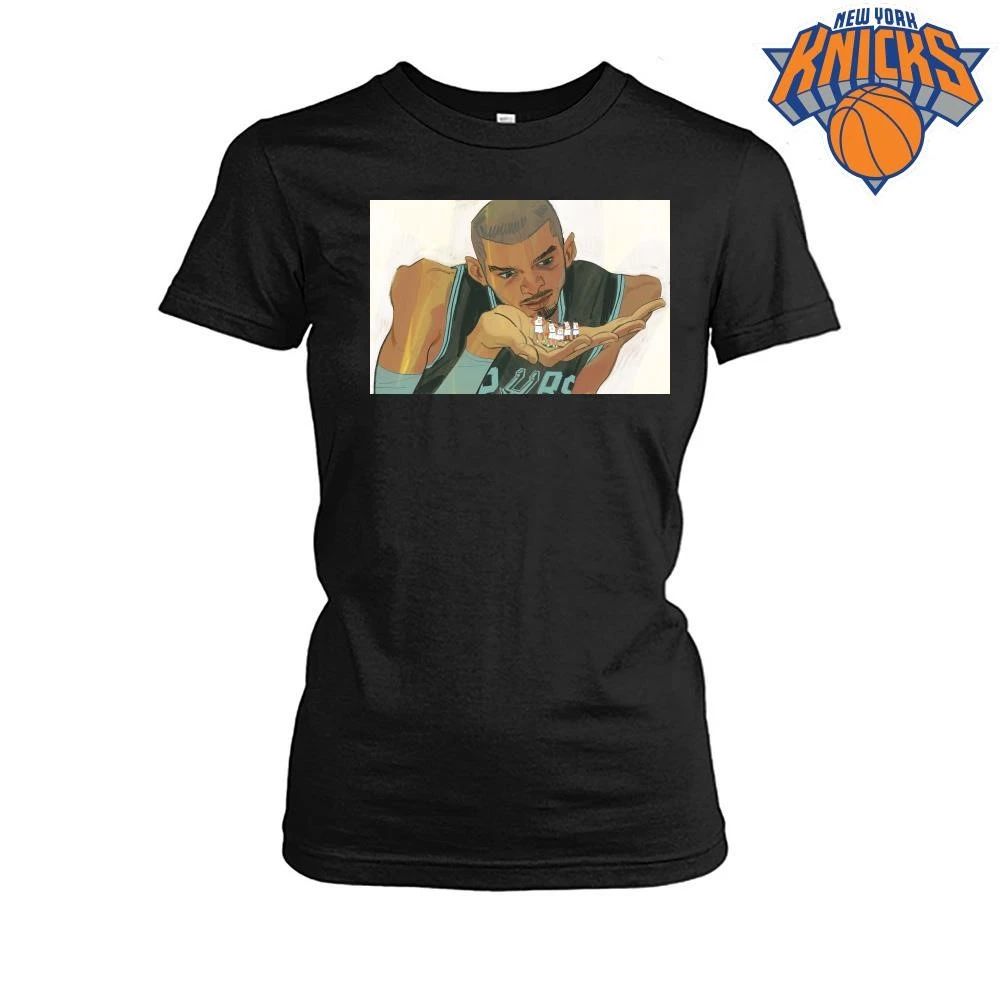 Victor Wembanyama San Antonio Spurs Holding New York Knicks Players Cartoon Illustration NBA Finals 2026 Shirt