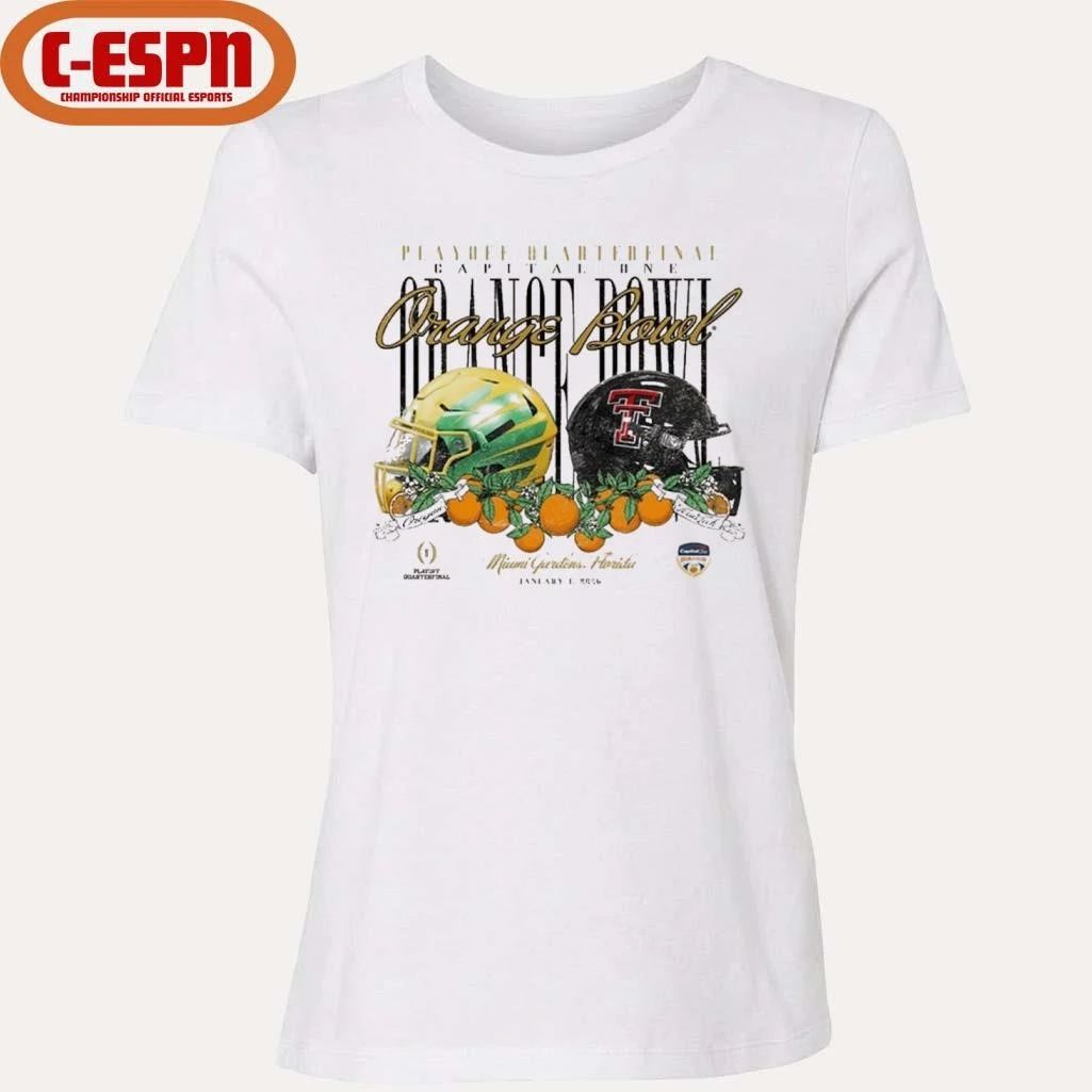 Playoff Quarterfinal Texas Tech Red Raiders 2026 Orange Bowl vs. Oregon Ducks Helmets Shirt