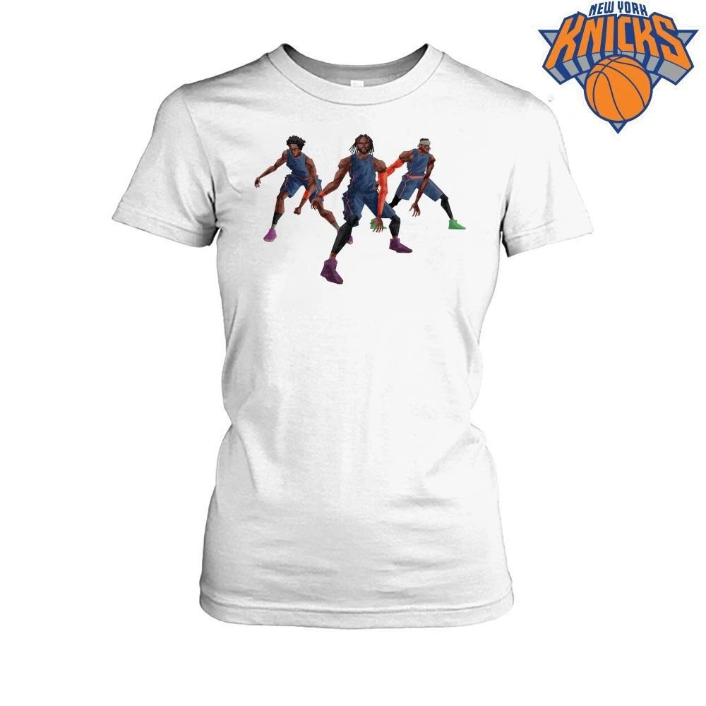New York Knicks Triple Threat Defensive Stance Minimalist Geometric Graphic Art NBA Finals 2026 Shirt