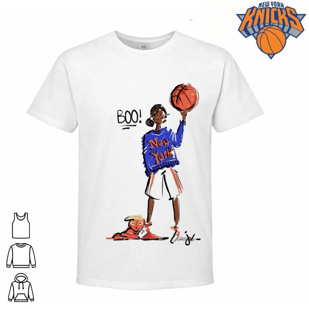 New York Knicks Fan Girl Boo Donald Trump Fashion Illustration Art NBA Finals 2026 Shirt
