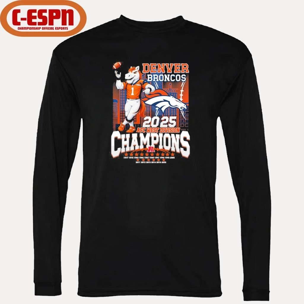 2025 AFC West Division Champions Denver Broncos Mascot Shirt