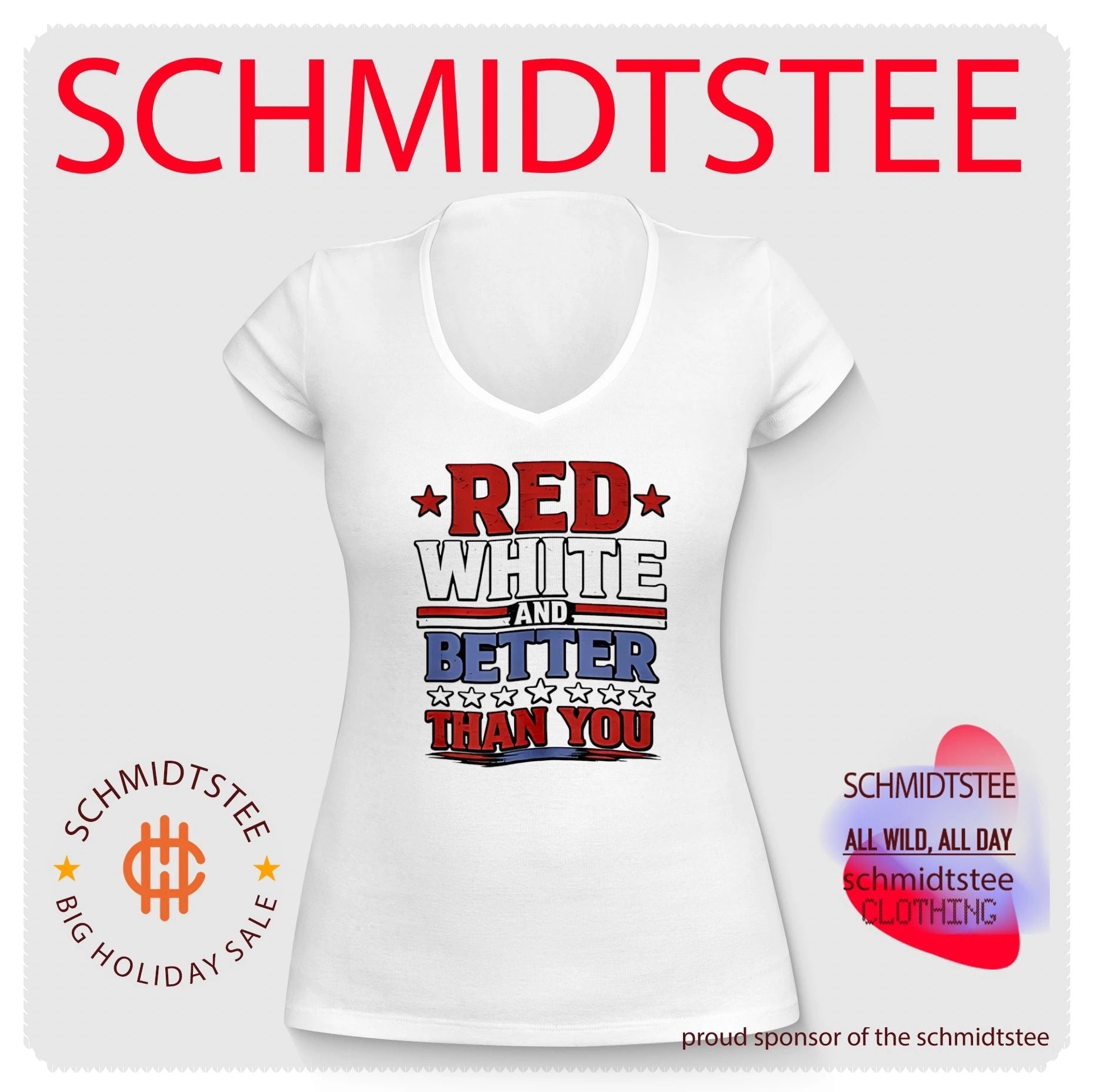 Red white and better than you text shirt