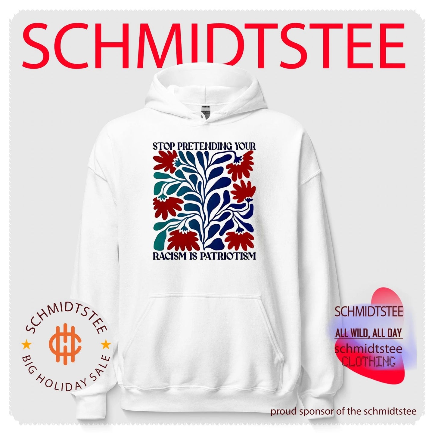 Stop pretending your racism is patriotism flower graphic shirt