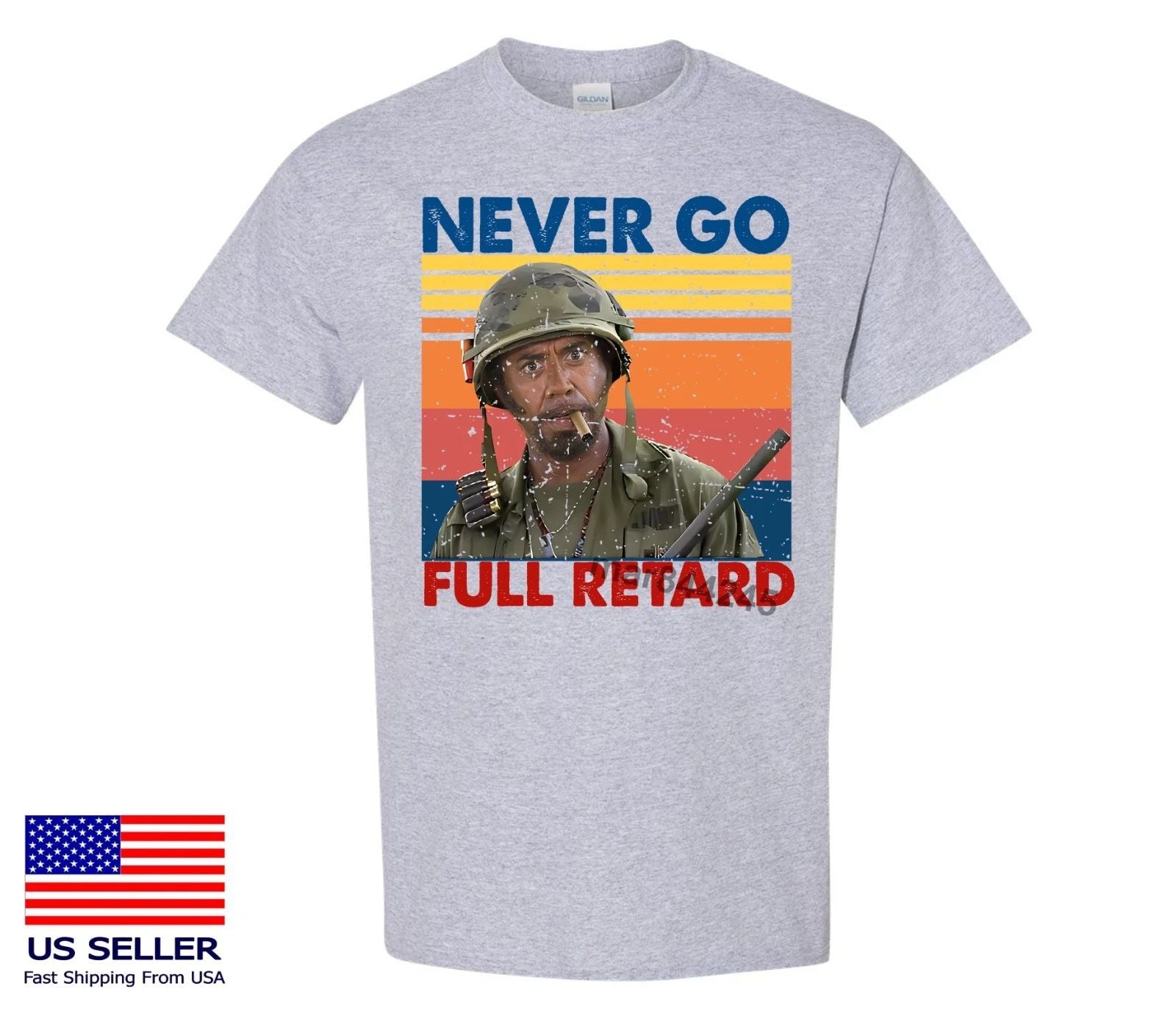 2025 Tropic Thunder Meme Never Go Full Vintage Tee Unisex T-shirt, Sweatshirt, Hoodie (1)