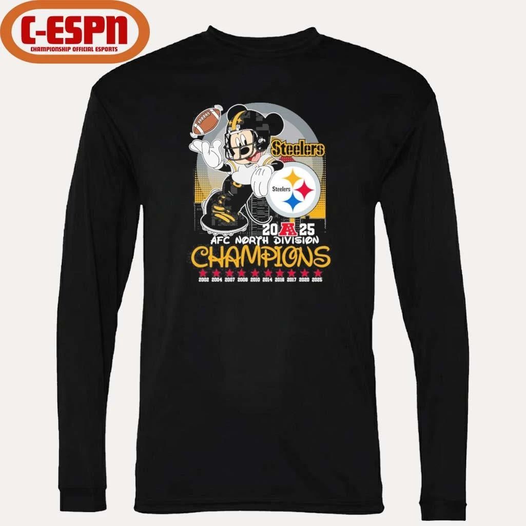 Mickey Mouse X Pittsburgh Steelers 2025 AFC North Division Champions Shirt