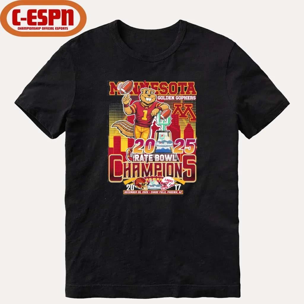 Minnesota Golden Gophers Mascot 2025 Rate Bowl Champions Shirt