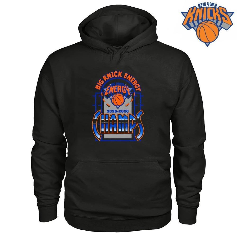 New York Knicks Champions NBA 2026 Big Knick Energy Champs Retro Font Black Shirt