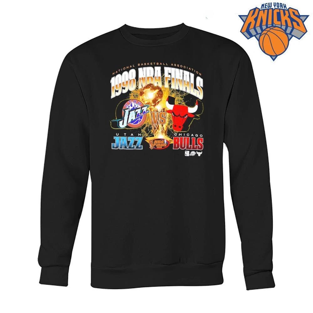 Chicago Bulls vs Utah Jazz 1998 NBA Historic Finals Mitchell & Ness Team Logos Vintage Shirt