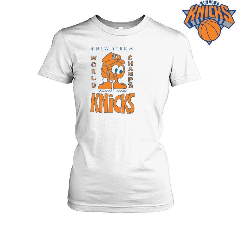 New York Knicks World Champs Basketball Mascot Cartoon Retro Bootleg Shirt