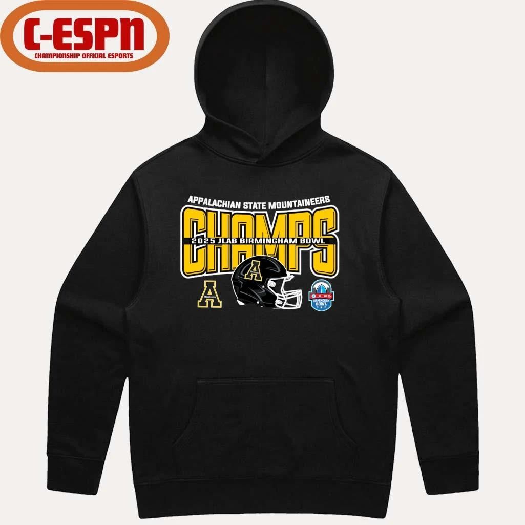 Appalachian State Football 2025 JLAB Birmingham Bowl Champions Helmet Shirt