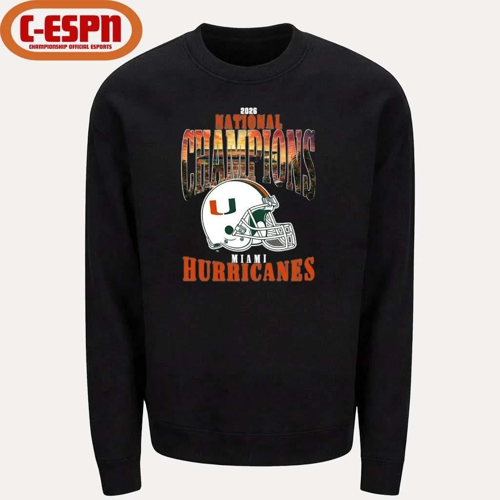 2026 National Champions Miami Hurricanes Retro Helmet T-Shirt