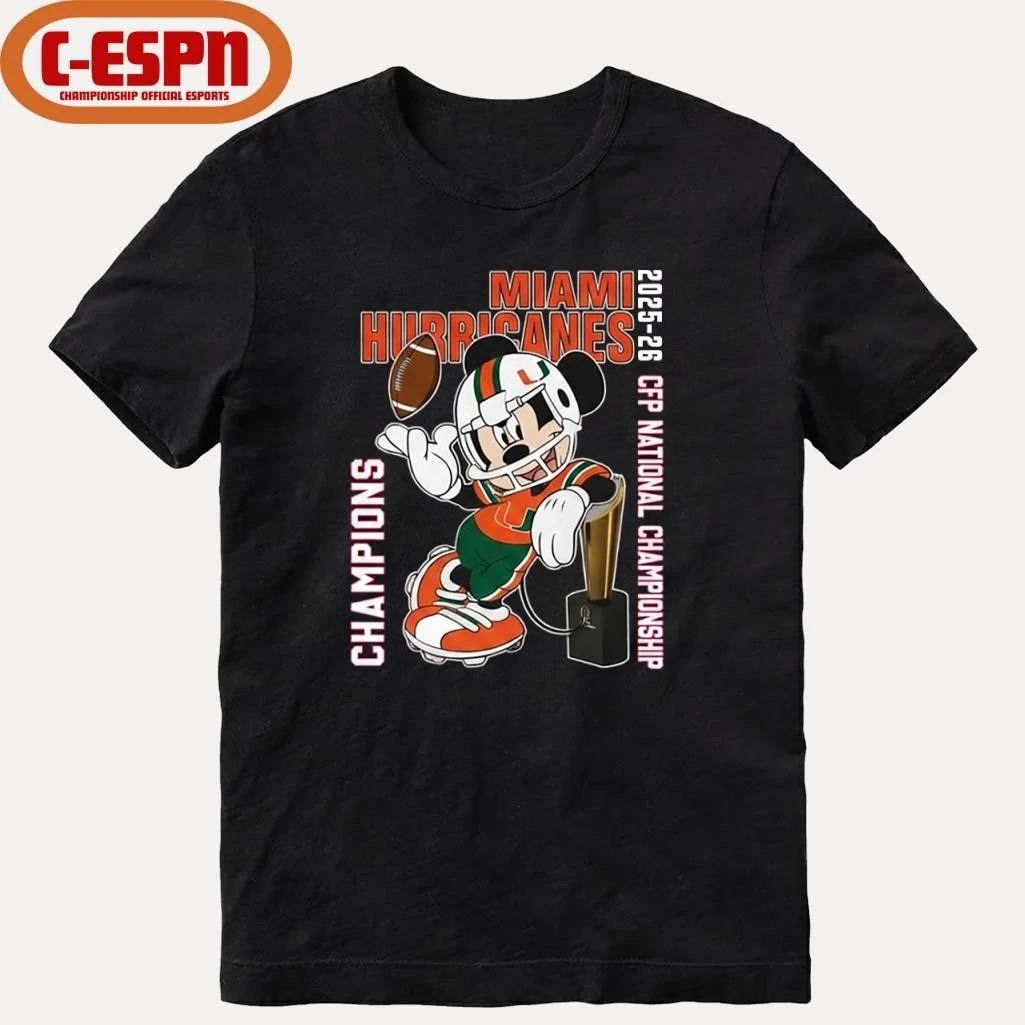 Mickey Mouse X Miami Hurricanes CFP National Champions Shirt