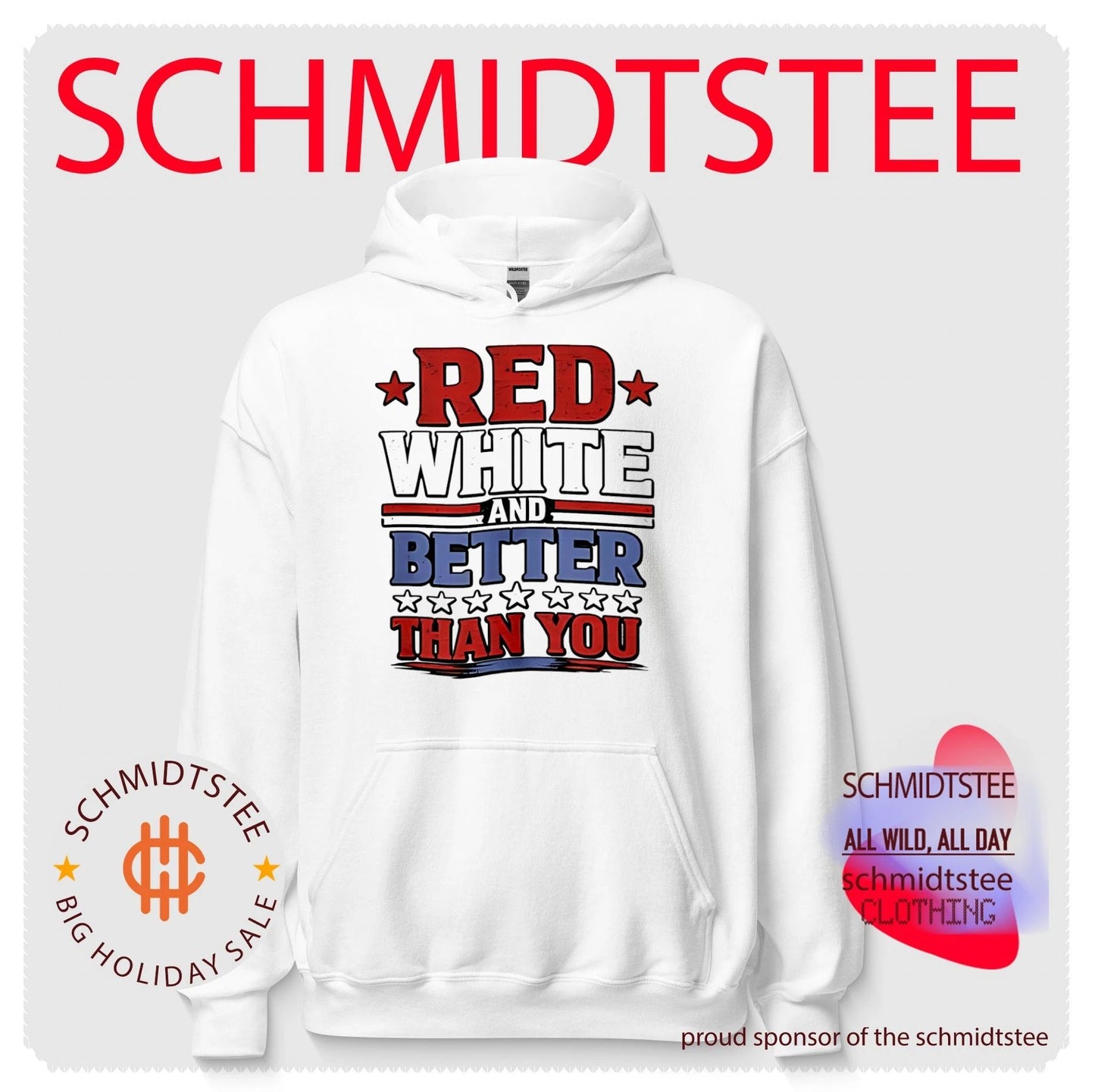 Red white and better than you text shirt