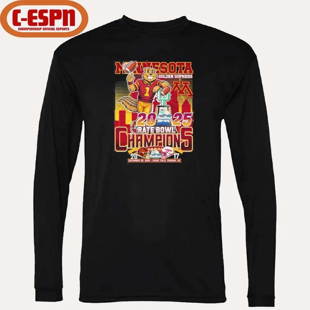 Minnesota Golden Gophers Mascot 2025 Rate Bowl Champions Shirt
