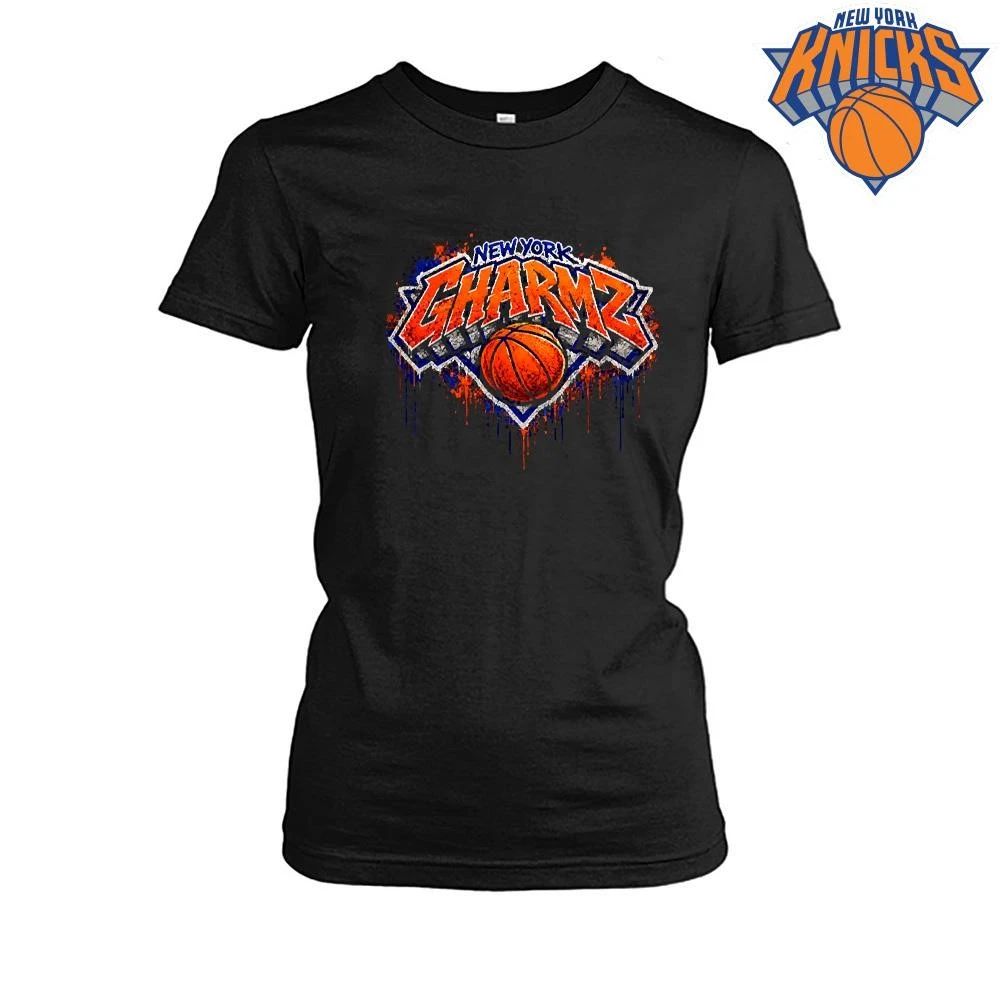 New York Knicks Gharmz Basketball Graphic Drip Style Black Tee Shirt